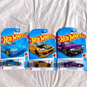 Hot Wheels Honda 88 CR-X, Civic Si, and Nissan Skyline RS